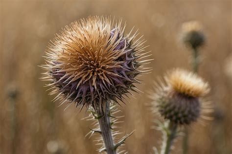 Premium Photo An Isolated Dried Thistle Flower In A Field