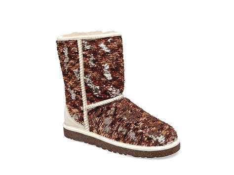 Ugg Classic Short Sparkles Sequin Textile And Suede Boot In Metallic Lyst