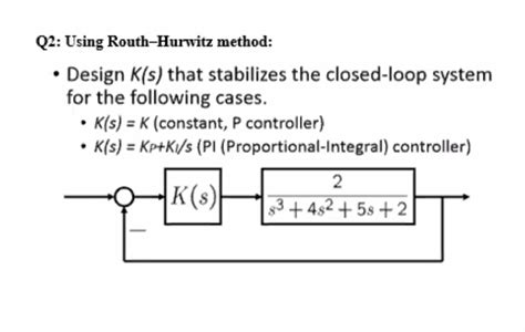 Solved Q Using Routh Hurwitz Method Design K S That Chegg