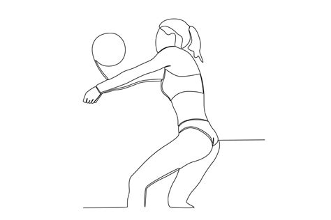 Side View Of Woman Playing Volleyball 24129657 Vector Art At Vecteezy