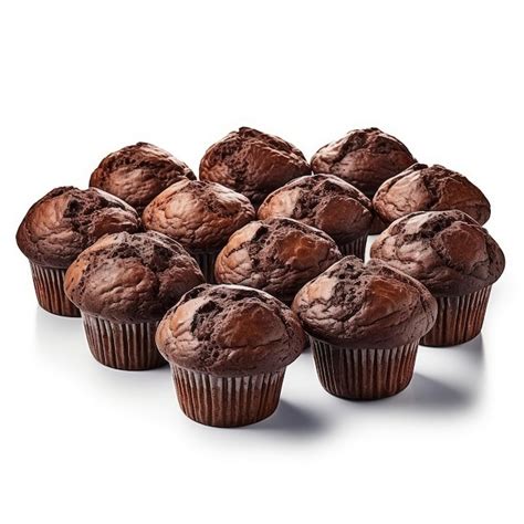 Premium Photo Chocolate Muffins Isolated On White Generative Ai