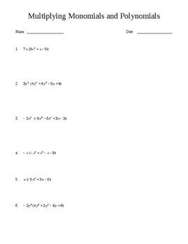 Multiplying Monomials Worksheet Practice By Edia Worksheets Library