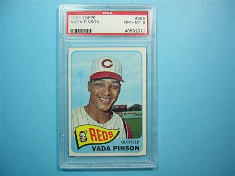 1965 TOPPS MLB BASEBALL CARD 355 VADA PINSON PSA 8 NM MINT SHARP 65