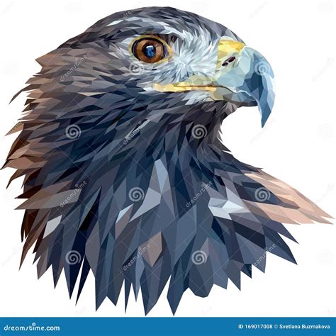 The Head Of A Golden Eagle Close Up Vector Polygonal Graphics Stock