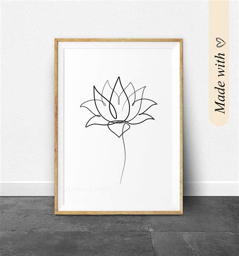 Lotus Wall Art, Lotus Painting, Flower Line Drawing, Lotus Flower Art ...