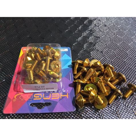 Jual Baut Probolt 6x15 Drat 10 GOLD Model PAYUNG Original Heng Thailand