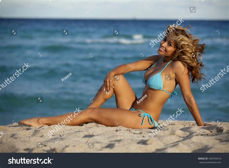 Pretty Woman Sexy Light Blue Bikini Stock Photo Edit Now