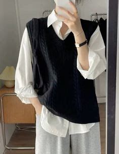 Shinsei V Neck Sweater Vest Collared Plain Shirt YesStyle In 2024