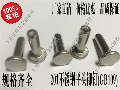 Stainless Steel Flat Rivet Gb109 Flat Rivet Solid Rivet M5 Series