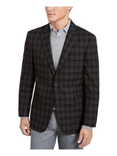 Tommy Hilfiger Mens Black Plaid Work Sport Coat Size 42r Ebay