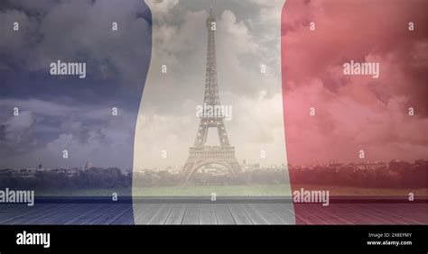 Image Of Flag Of France Over Eiffel Tower Bastille Day Fete Nationale