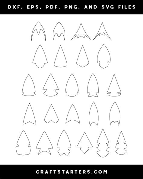 Arrowhead Outline Patterns: DFX, EPS, PDF, PNG, and SVG Cut Files