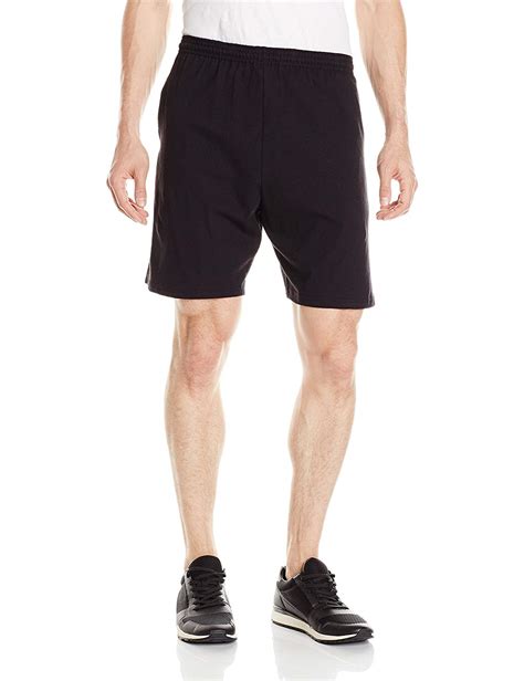 Hanes Mens Jersey Short With Pockets Black Xxx Large Black Size