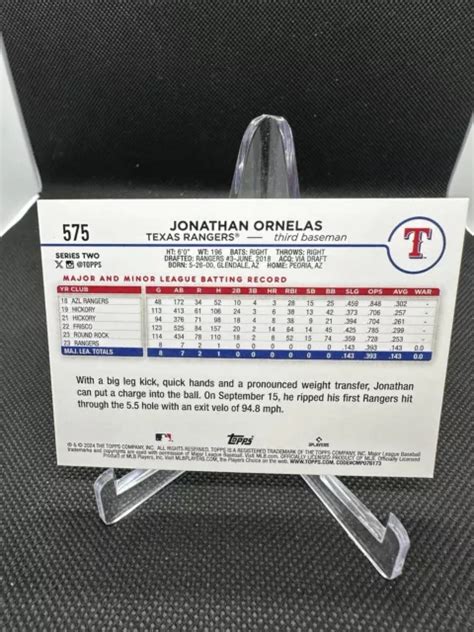 Carta Rookie Topps Series Jonathan Ornelas Rc Texas Rangers