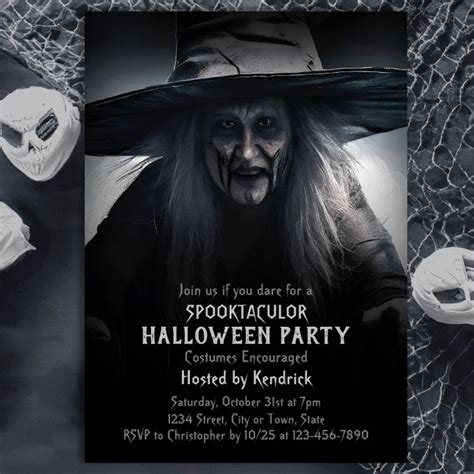 Spooky Witch Halloween Costume Party Invitation Zazzle