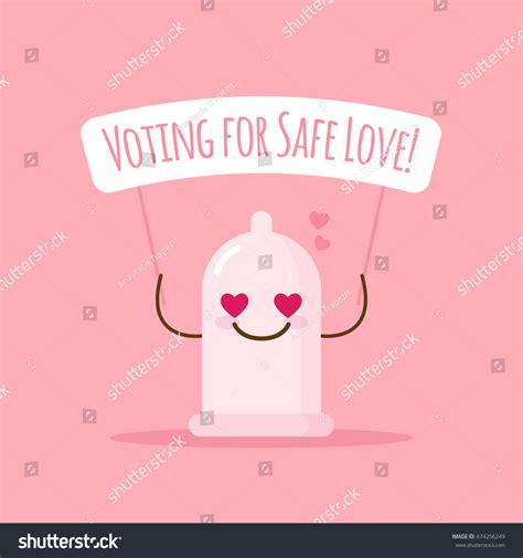 Vector Cute Emoji Condom Poster About Stock Vector Royalty Free 474256249