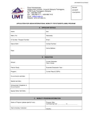 Fillable Online UMT AIMS PA 100 52 74 BO01 Fax Email Print PdfFiller