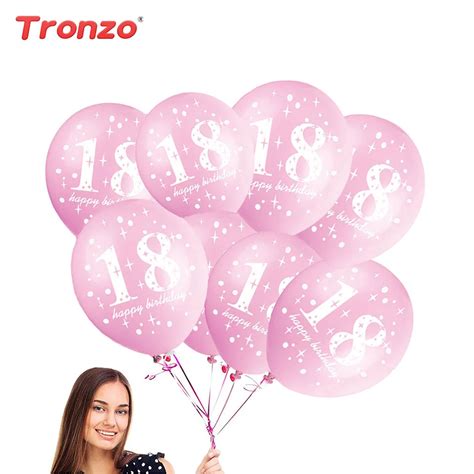 Tronzo 18th Birthday Balloon 10pcs Pink/Black Happy Birthday Letter Balloons Birthday Party ...