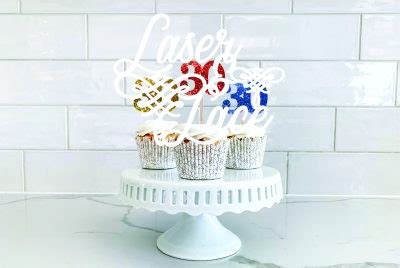 No 30 Cupcake Toppers Glitter Cardstock Laser And Lace