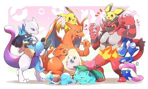 Azuma Minatsu Charizard Greninja Group Incineroar Ivysaur Pikachu And