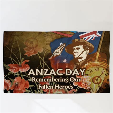 anzac day flag remembering  fallen heroes flag