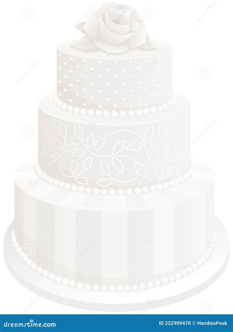 Ornate Three Tiered White Wedding Cake Stock Vector Illustration Of