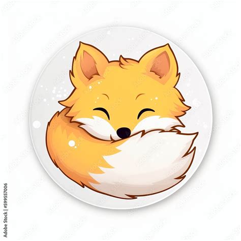 Illustrazione Stock A Cute Chibi Fox Sticker With A White Background