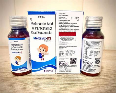 Padeatric MEFENAMIC ACID 100MG PARACETAMOL 250MG For Clinical At Rs