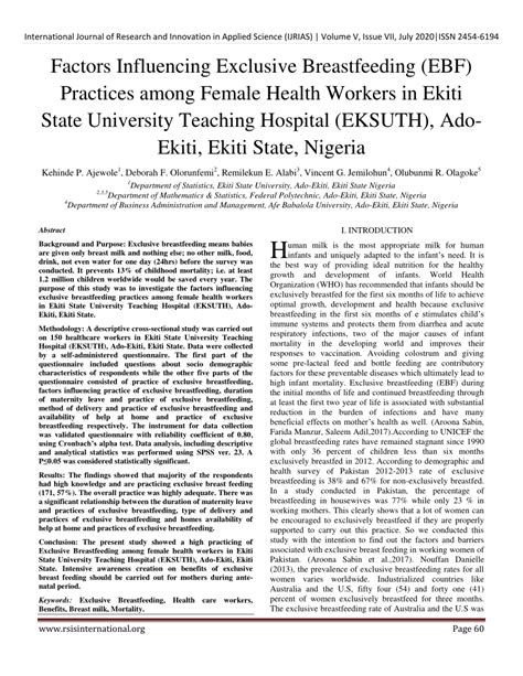 Pdf Factors Influencing Exclusive Breast Feeding Practice Among