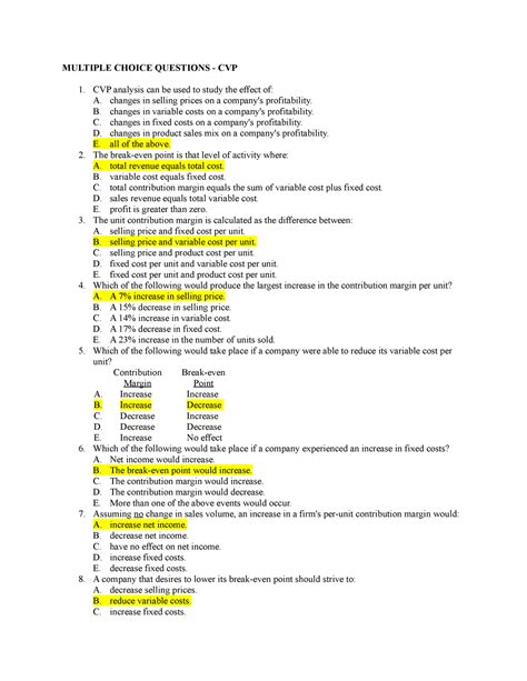 Midterm Exam Strategic Cost Management Multiple Choice Questions