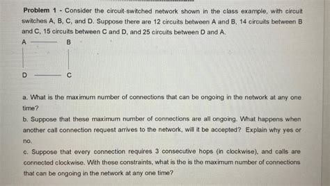 Solved Problem 1 Consider The Circuit Switched Network Chegg