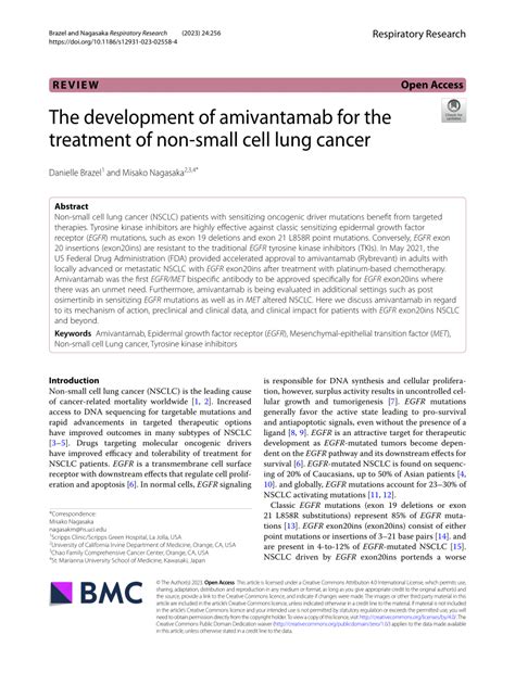 PDF The Development Of Amivantamab For The Treatment Of Non Small