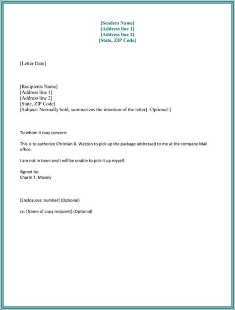 Sample Of Authorization Letter Examples Template In Pdf