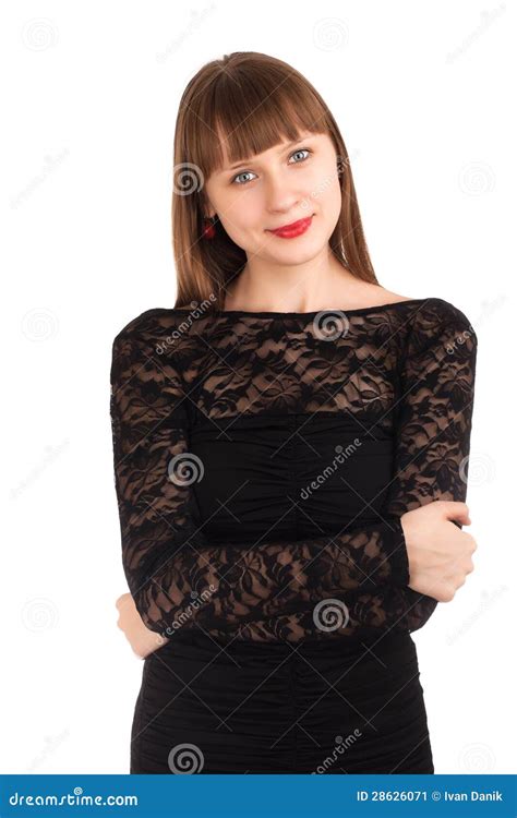 Beautiful Woman In Black Dress Stock Image Image Of White Elegant