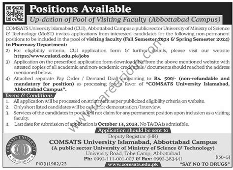 Comsats University Islamabad Cui Jobs October