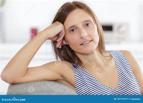 Woman Relaxing In Sofa At Home Stock Image Image Of Female Gorgeous