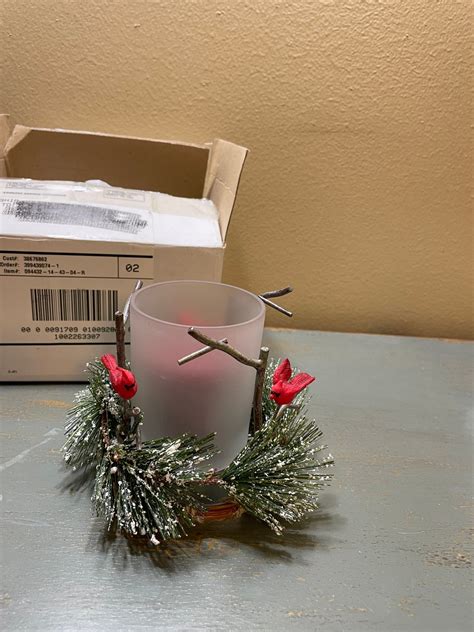 Lenox Holiday Votive Candle Holder Pine Branches & Red Birds Original ...