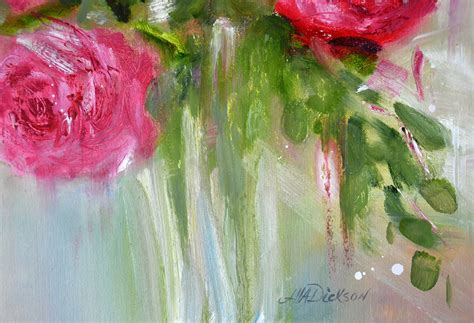 Pink Roses Artwork Abstract Rose Painting With Rose Bouquet