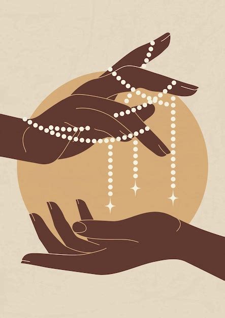 Premium Vector Sun With Hand Holding Jewelry Poster Illustration