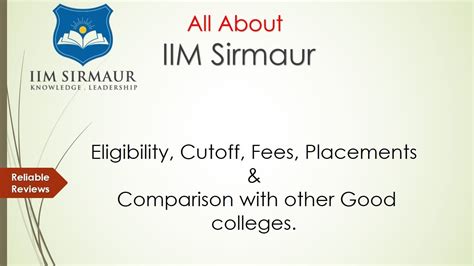 Iim Sirmaur Eligibility Cutoff Fees Placements And Comparison