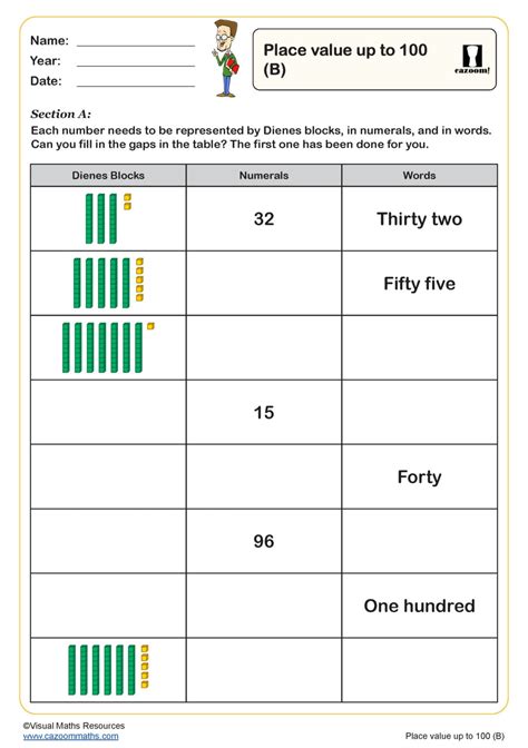 Place Value Up To B Worksheet Key Stage Pdf Number Worksheets