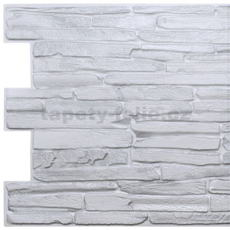 Obkladové panely 3D PVC rozměr 980 x 500 mm kámen světle šedý tapety