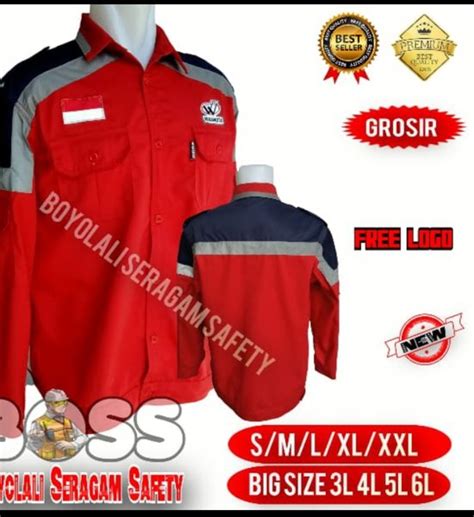 Jual Baju Seragam Safety Waskita Karya Kombinasi Merah Navy Free Logo