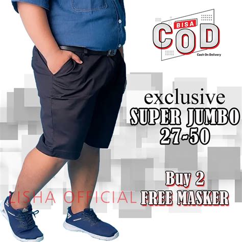 Jual Celana Chino Pendek Pria ORIGINAL Jumbo Big Size 27 50 Sepan