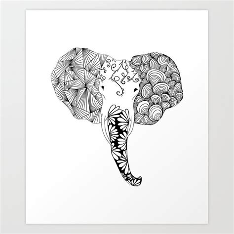 Elephant Zentangle Art Print by angelinasart83 | Society6