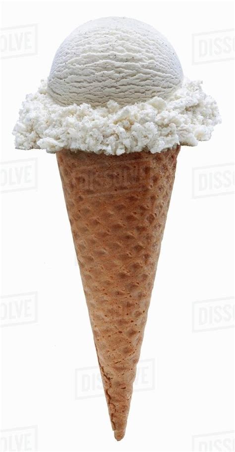 Vanilla Ice Cream Cone On A White Background Stock Photo Dissolve