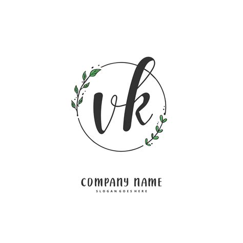 Vk Initial Handwriting And Signature Logo Design With Circle Beautiful