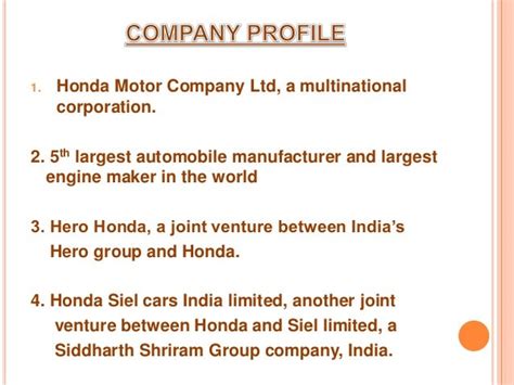 Honda company overview and history