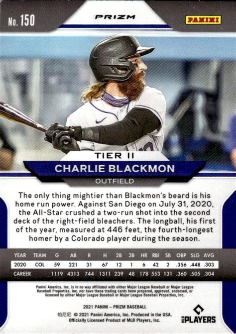 2021 Panini Prizm Red White Blue Prizm 150 Charlie Blackmon