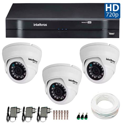 Kit 03 Câmeras de Segurança Dome HD 720p Intelbras VMD 1010 G4 DVR